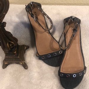 Just Fab Denim Sandals - NWOB
